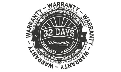 32 days warranty icon stamp
