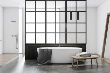 White tub in a modern bathroom, white