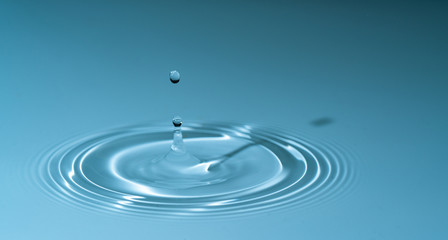splash drop of water on blue background