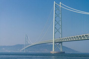 Akashi Kaikyo bridge, the world longest suspension metal bridge in Kobe, Japan