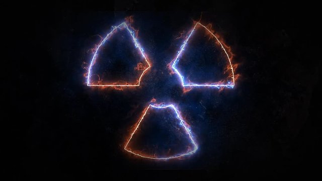 Radiation Burns. The sign of radiation glows with fire. 20