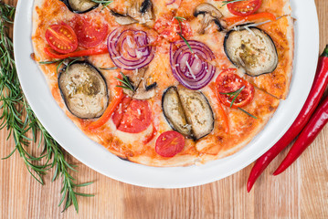 Vegetarian pizza from vegetables
