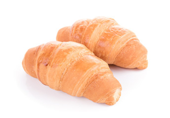 Two croissants on a white background.