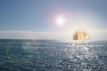 Bitcoin rising or sinking in ocean