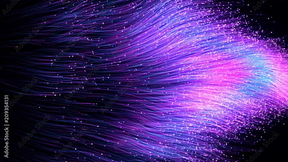 Wall mural abstract blue purple particles of optical fiber