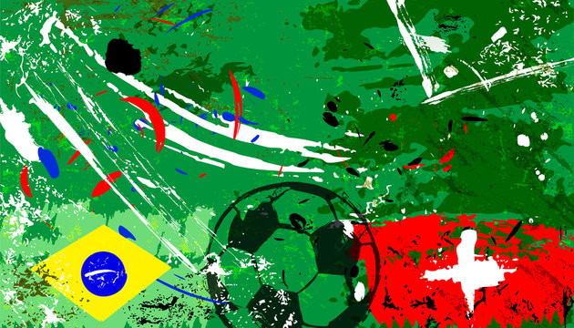 abstact background, with soccer/football, brazil vs. switzerland, grungy style