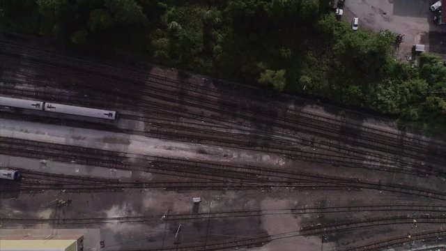 Top Down View of Train Tracks and Train Yard in  Upstate New York&nbsp;