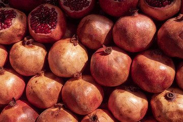 Background, fruits, pomegranates, close-up