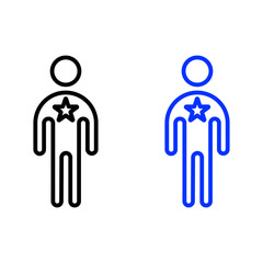 A man with a star on his chest outline icon