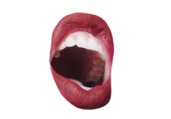 Woman open mouth on white background. Abstract scream background © Tverdokhlib