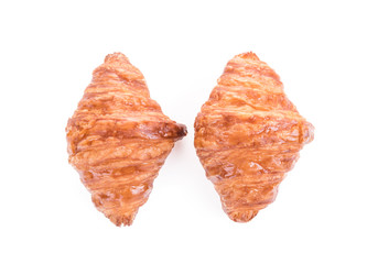 Two croissants isolated on white background