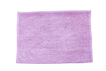 Purple cleaning feet doormat or carpet texture on white background.