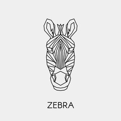 Abstract polygonal head of a Zebra. Geometric line African animal. Vector illustration.
