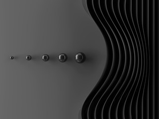 small group of spheres affects a group of plates