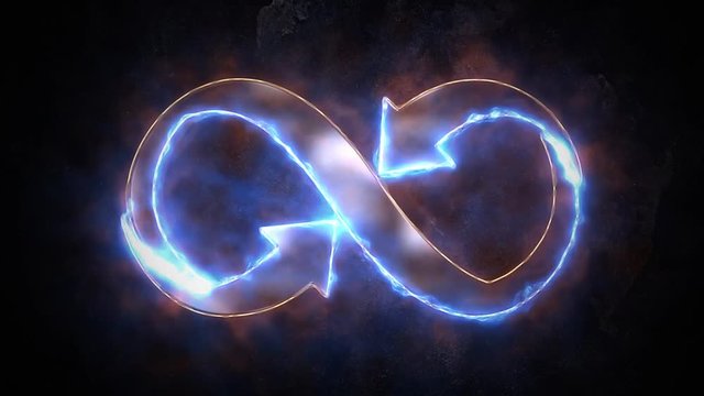 The symbol of infinity glows in the fire. Infinity 36
