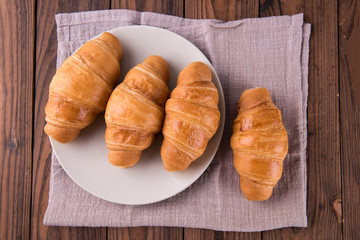 Fresh croissant. Top view