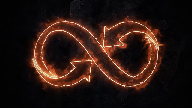 The symbol of infinity glows in the fire. Infinity 37