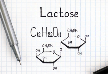 Chemical formula of Lactose with black pen.