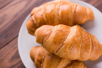 Fresh croissant. Top view