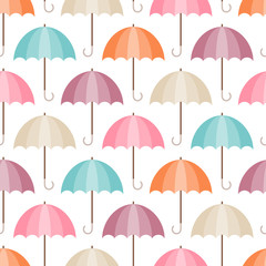 Fototapeta na wymiar Seamless Pattern Umbrellas Retro Colors