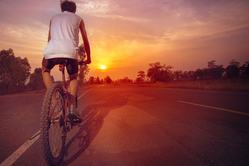 Obraz na płótnie Canvas Physical exercise bike on a sunny day.