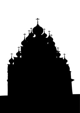 Ancient wooden Christian temple on a white background
