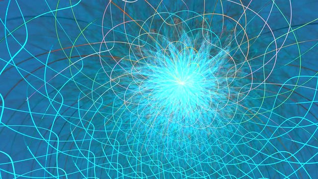 The blue wavy lines create a whimsical moving pattern. High detailed.