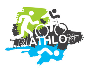 Triathlon race icons background. 
Stylized icons of Three triathlon athletes on the grunge background. Motive for T-shirt. Vector available.