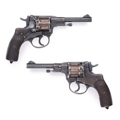 military revolver on white background
