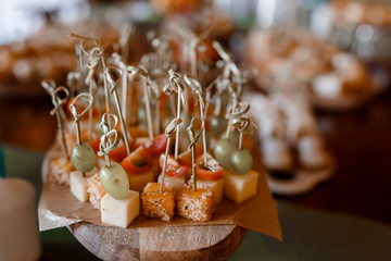 Catering service. Restaurant food table with snack delicious dining