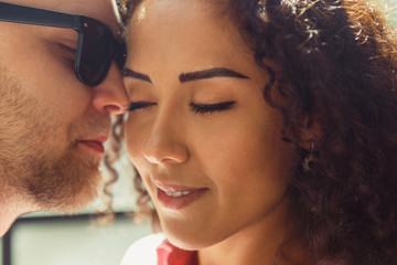 Beautiful young loving couple. Man and woman in love. Girl and boyfriend together.