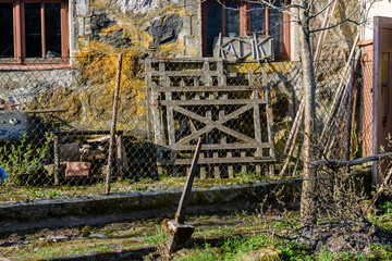 details of old stone building in latvian countryside