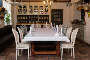 Large table with chairs in a beautiful restaurant