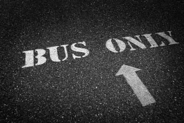 Bus Only Sign Painted on Roadway Asphalt for Direction