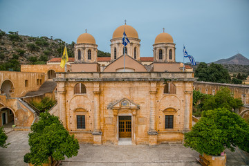 Fototapeta na wymiar May 2013: the monastery of Agia Triada of Tsagaroli in the Chania region on the island of Crete, Greece.
