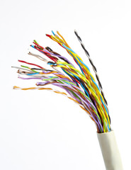 electric wire multicore on a white background