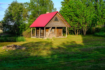 Fototapeta na wymiar details of old wooden building in latvian countryside
