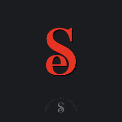 S and E combined letters, the initial of beautiful letters. Classic style. Monochrome option.