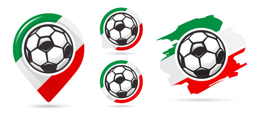 Italian football vector icons. Soccer goal. Set of football icons.