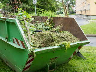 Container mit Grünschnitt von der Grünpflege