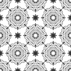 Abstract black and white seamless pattern. Hand drawn vector illustration