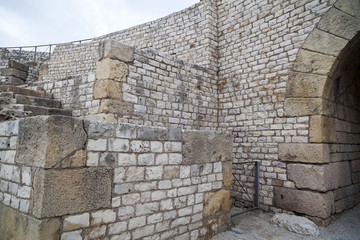 Fototapeta na wymiar Roman amphitheatre, UNESCO world heritage site, roman heritage legacy,Tarragona, Catalonia, Spain.