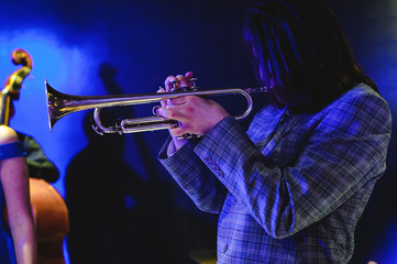 Fototapeta na wymiar musician plays the saxophone performance at a concert