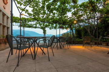 Obraz premium holidays in Italy - a view of the most beautiful lake in Italy, Varenna, Lago di Como. Evening time.