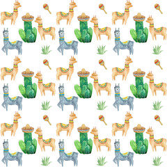 Watercolor alpaca pattern © lillyeu9
