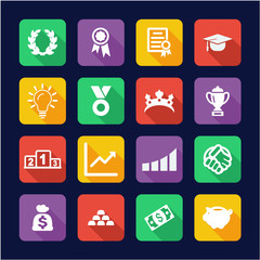 Success & Achievement Icons Flat Design 