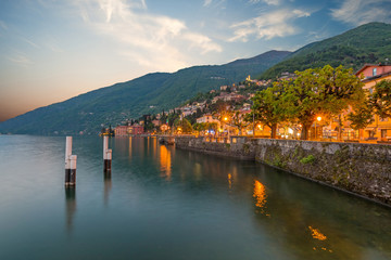 holidays in Italy - a view of a city Bellano, with the most  beautiful lake in Italy - Lago di Como...