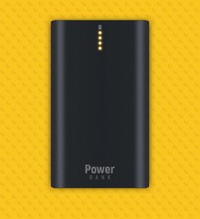 realistic powerbank on yellow background