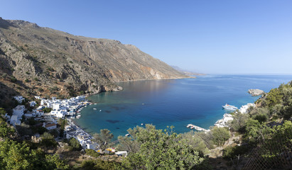 panorama village loutro on the south coast of crete, greece