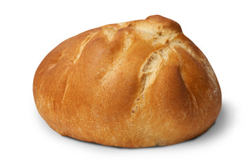 Delicious baked bun isolated on white background.